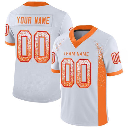 Custom White Orange Red Mesh Drift Fashion Football Jersey, Team Jerseys Football, Custom Football Jersey