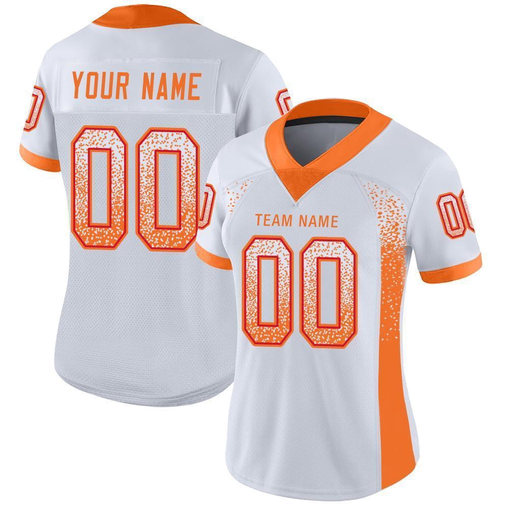 Custom White Orange Red Mesh Drift Fashion Football Jersey, Team Jerseys Football, Custom Football Jersey