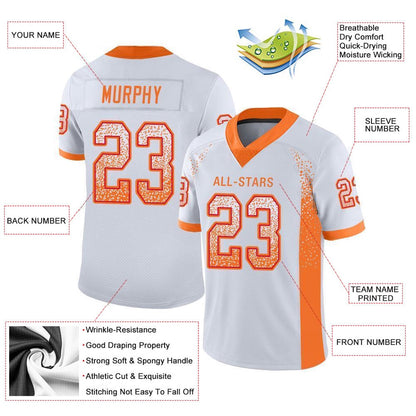 Custom White Orange Red Mesh Drift Fashion Football Jersey, Team Jerseys Football, Custom Football Jersey