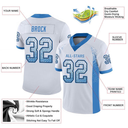 Custom White Powder Blue Black Mesh Drift Fashion Football Jersey, Team Jerseys Football, Custom Football Jersey