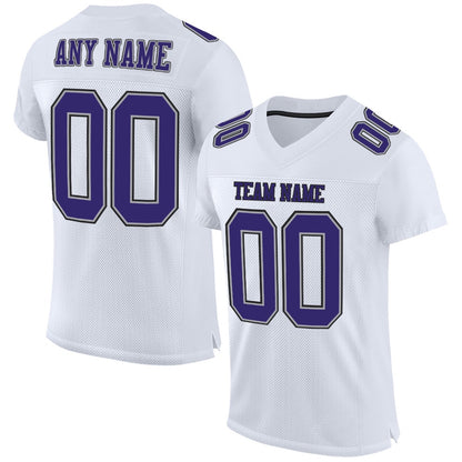 Custom White Purple Gray Black Mesh Authentic Football Jersey, Team Jerseys Football, Custom Football Jersey