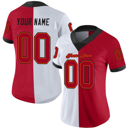 Custom White Red Black Mesh Split Fashion Football Jersey, Team Jerseys Football, Custom Football Jersey