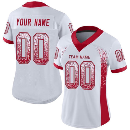 Custom White Red Gray Mesh Drift Fashion Football Jersey, Team Jerseys Football, Custom Football Jersey