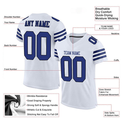 Custom White Royal Black Mesh Authentic Football Jersey, Team Jerseys Football, Custom Football Jersey