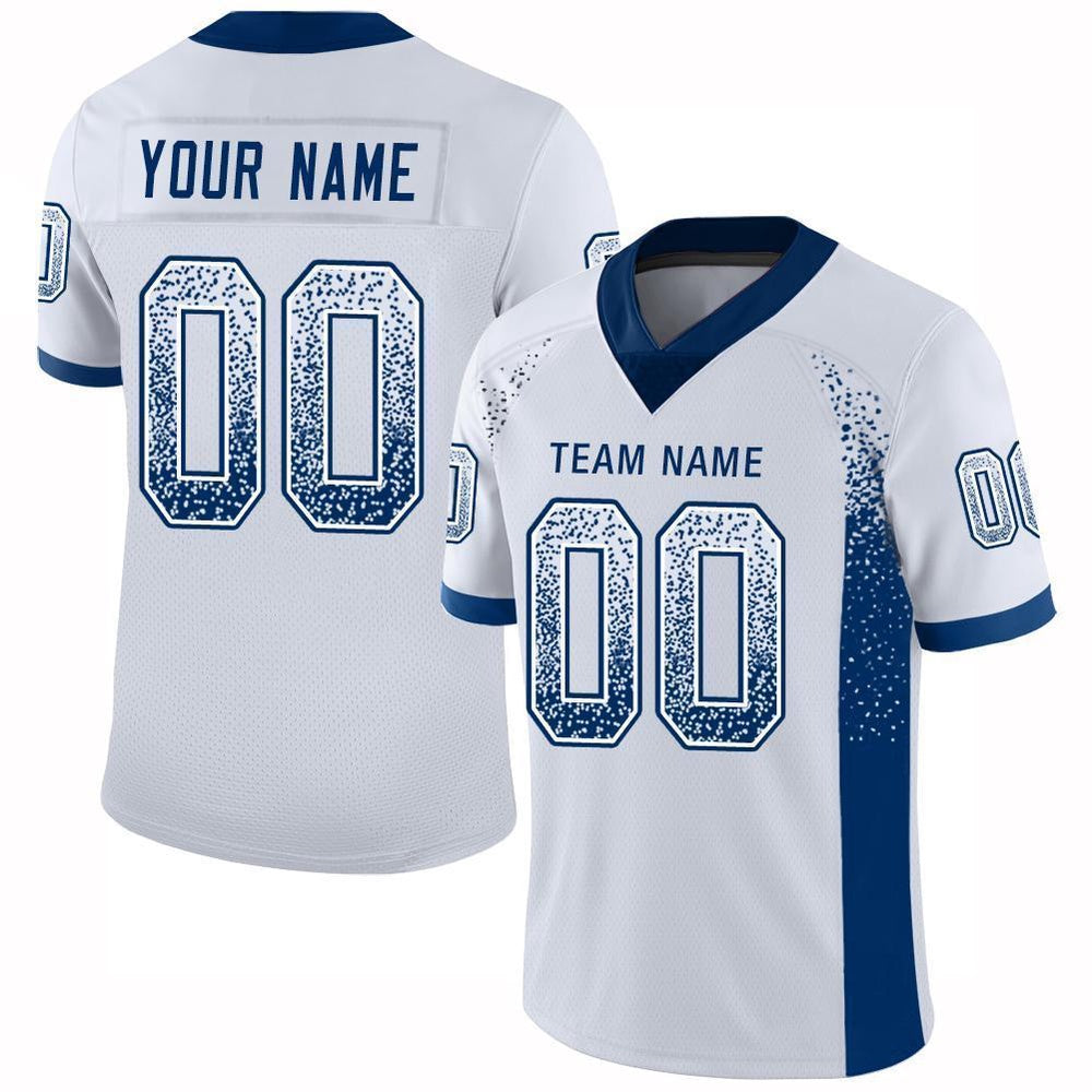 Custom White Royal Mesh Drift Fashion Football Jersey, Team Jerseys Football, Custom Football Jersey