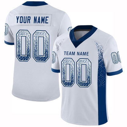 Custom White Royal Mesh Drift Fashion Football Jersey, Team Jerseys Football, Custom Football Jersey