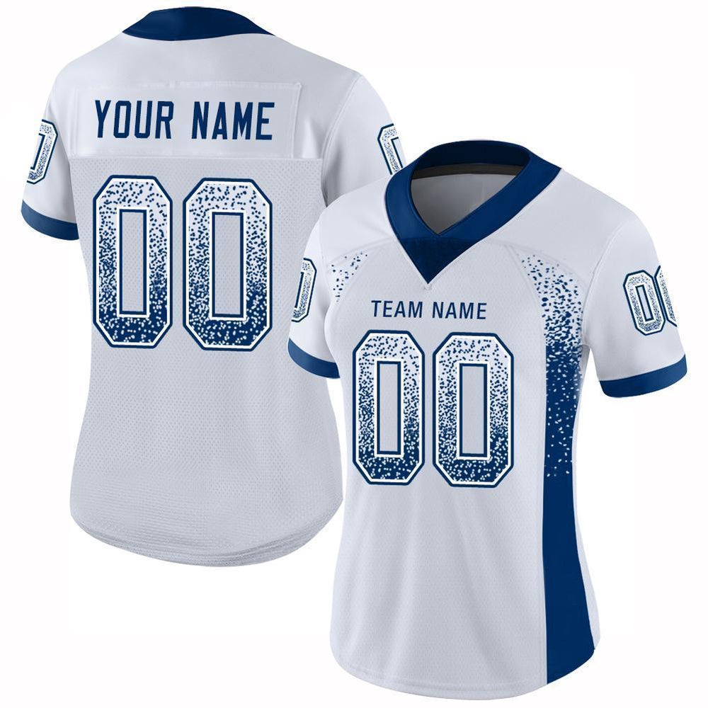 Custom White Royal Mesh Drift Fashion Football Jersey, Team Jerseys Football, Custom Football Jersey