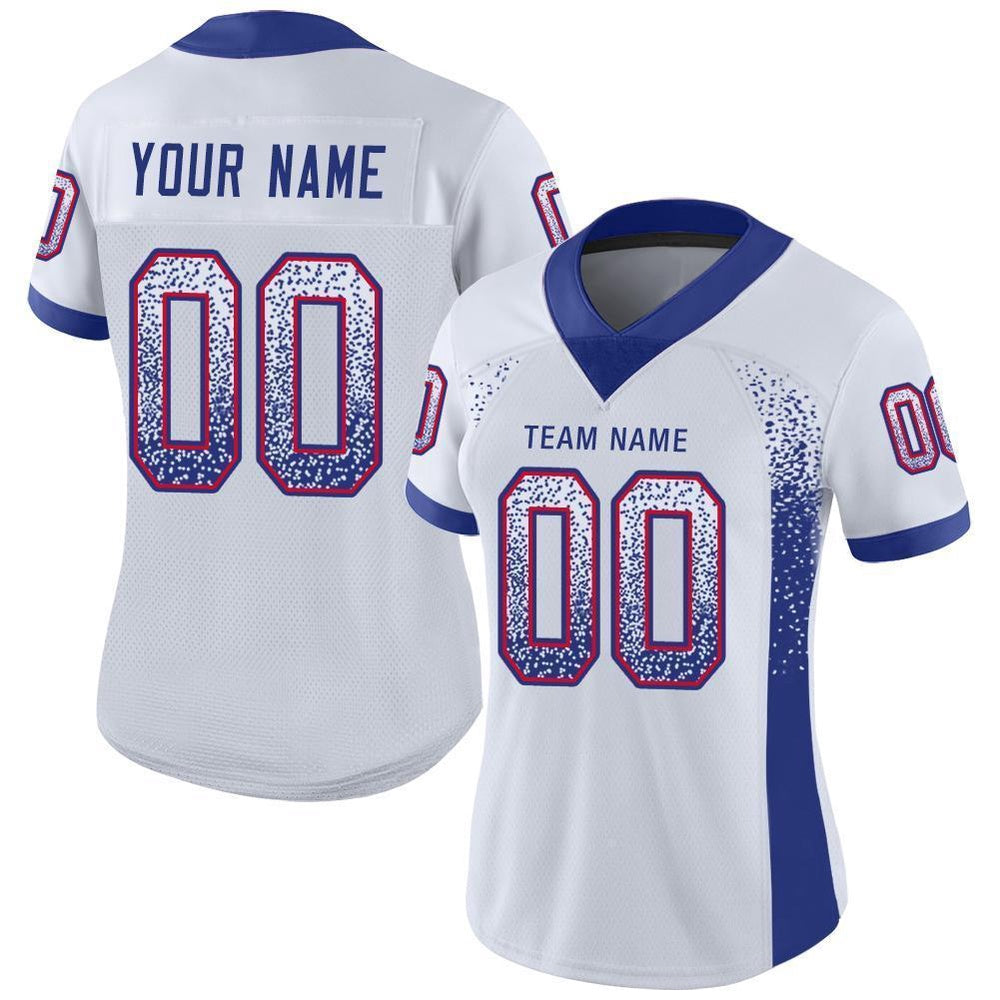 Custom White Royal Red Mesh Drift Fashion Football Jersey, Team Jerseys Football, Custom Football Jersey