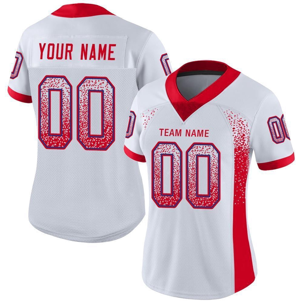 Custom White Scarlet Royal Mesh Drift Fashion Football Jersey, Team Jerseys Football, Custom Football Jersey