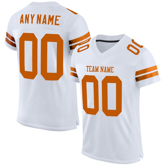 Custom White Texas Orange Mesh Authentic Football Jersey, Team Jerseys Football, Custom Football Jersey