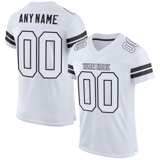 Custom White White Black Mesh Authentic Football Jersey, Team Jerseys Football, Custom Football Jersey