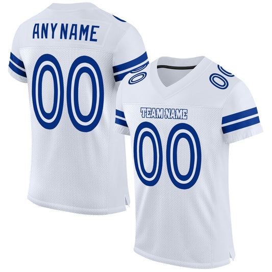 Custom White White Royal Mesh Authentic Football Jersey, Team Jerseys Football, Custom Football Jersey