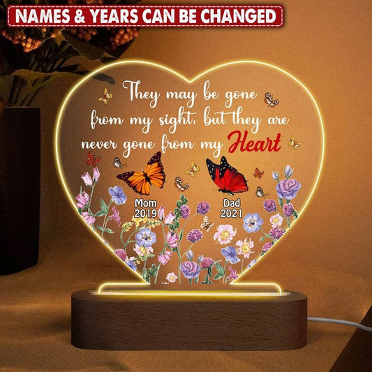 Customized Butterfly Family Loss Memorial Gift Remembrance Gift Acrylic Plaque Night Light, Mother's Day Led Light, Mom Gift