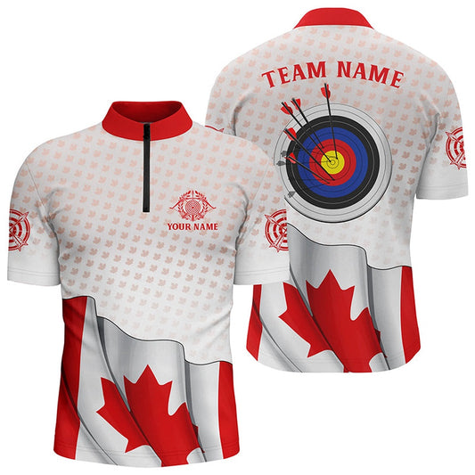 Customized Canadian Archery Target Men Quarter-Zip Shirts Best Patriotic Archery Shirts, Archery Team Shirts, Custom Archery Shirts