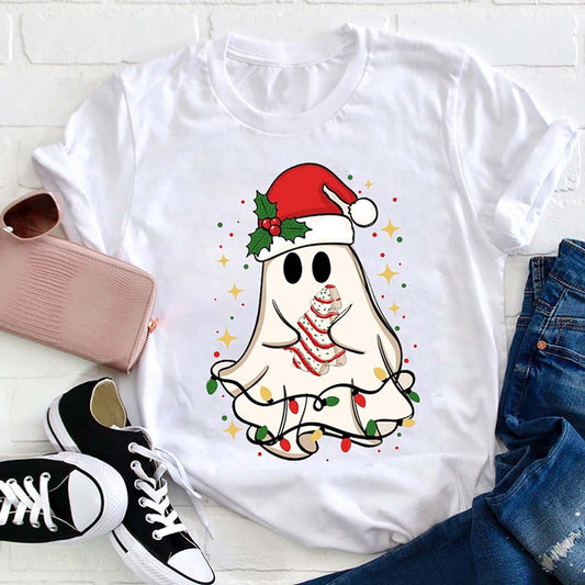 Cute Christmas Ghost Tree T Shirt, Merry T Shirt, Unisex Christmas Shirts