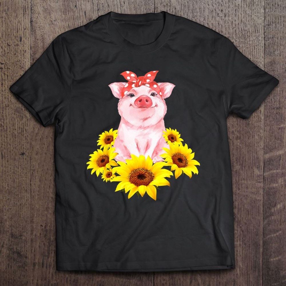 Cute Piggy With Sunflower Tiny Pig With Bandana Mother's Day T Shirt, Mother's Day Shirt, Shirt For Mom, Mom Shirt