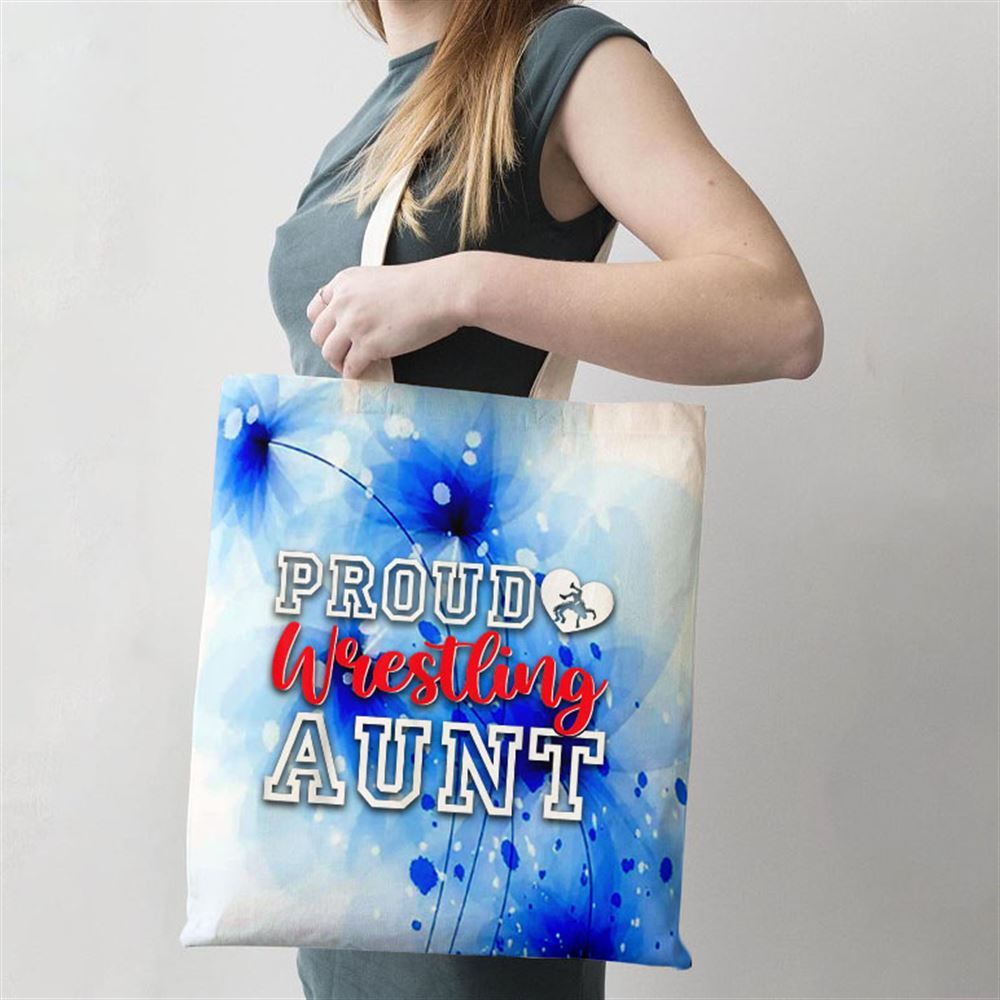 Cute Proud Wrestling Aunt Mothers Day Christmas Tote Bag, Women Tote Bag, Canvas Tote Bag, Printed Tote Bag