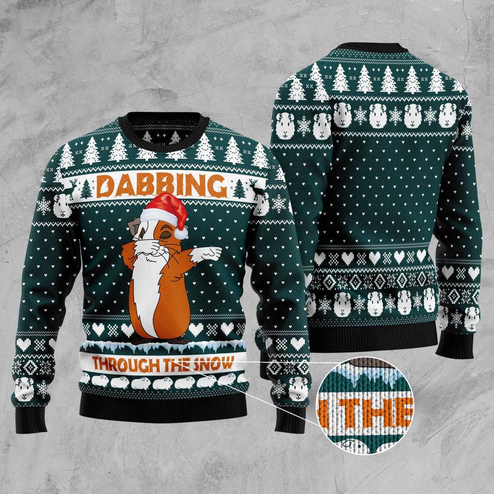 Dabbing Through The Snow Guinea Pig Ugly Christmas Sweater, Funny Xmas Sweater, Sweater Xmas