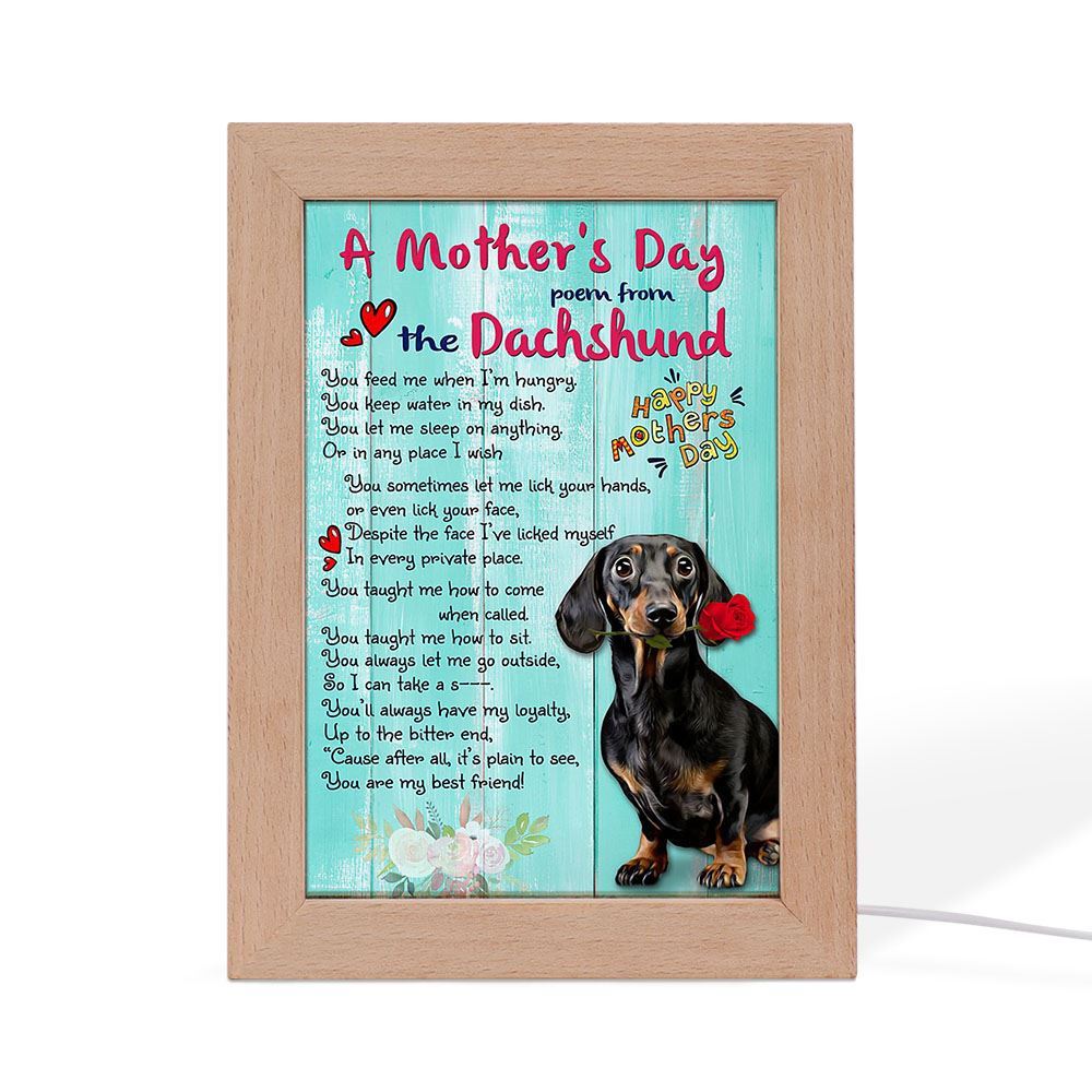 Dachshund A Mother Day Poem Frame Lamp Print, Mother's Day Night Light, Best Mom Ever, Gift For Mom