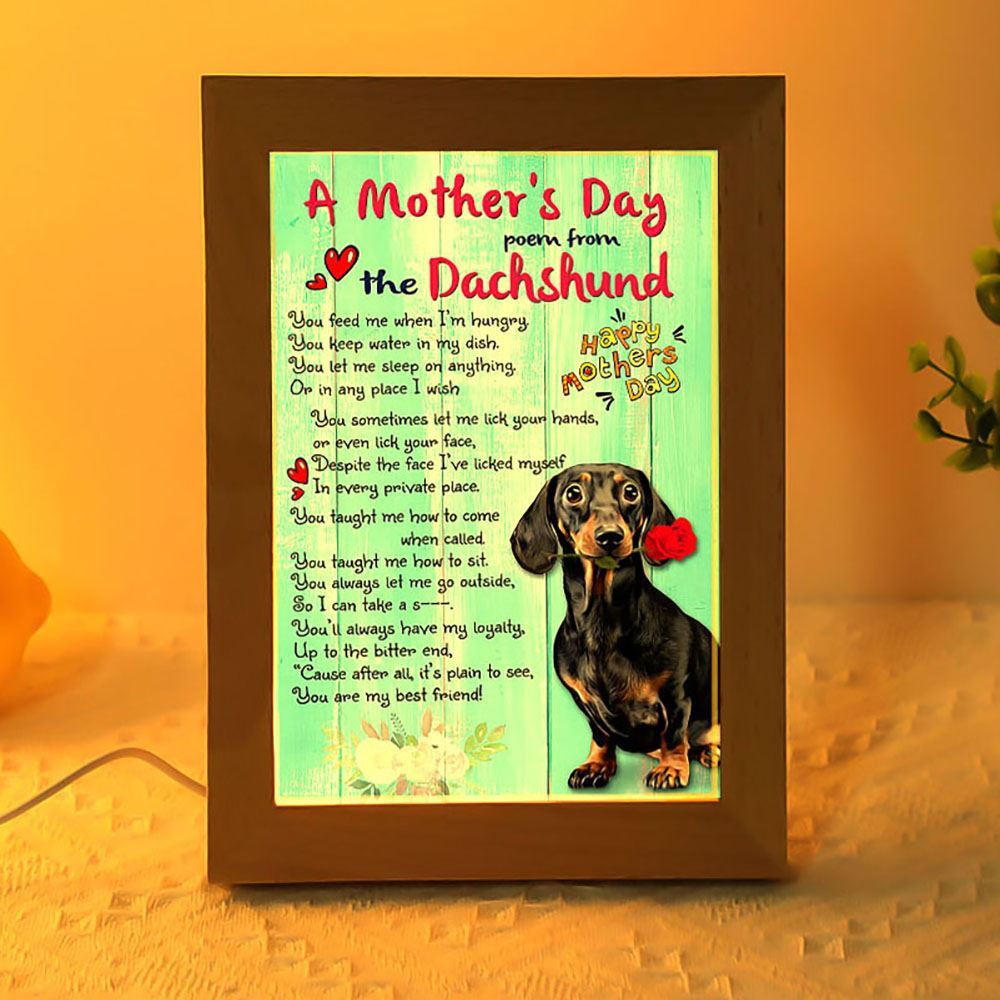 Dachshund A Mother Day Poem Frame Lamp Print, Mother's Day Night Light, Best Mom Ever, Gift For Mom