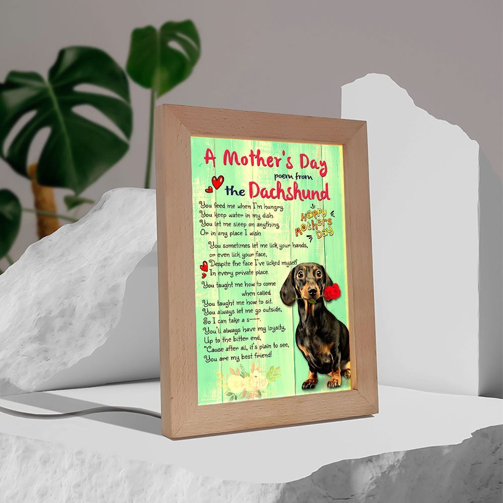 Dachshund A Mother Day Poem Frame Lamp Print, Mother's Day Night Light, Best Mom Ever, Gift For Mom