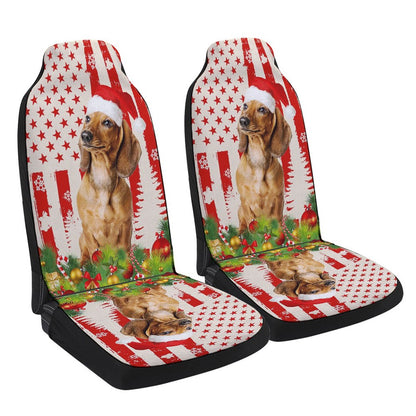 Dachshund Christmas Cars Seat Cover, Christmas Car Seat Covers, Car Decor Gift