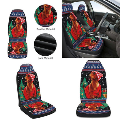 Dachshund Christmas Cars Seat Cover, Christmas Car Seat Covers, Car Decor Gift
