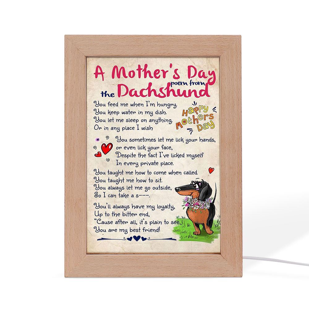 Dachshund Dog A Mother'S Day Poem From The Dachshund, Mother's Day Night Light, Best Mom Ever, Gift For Mom
