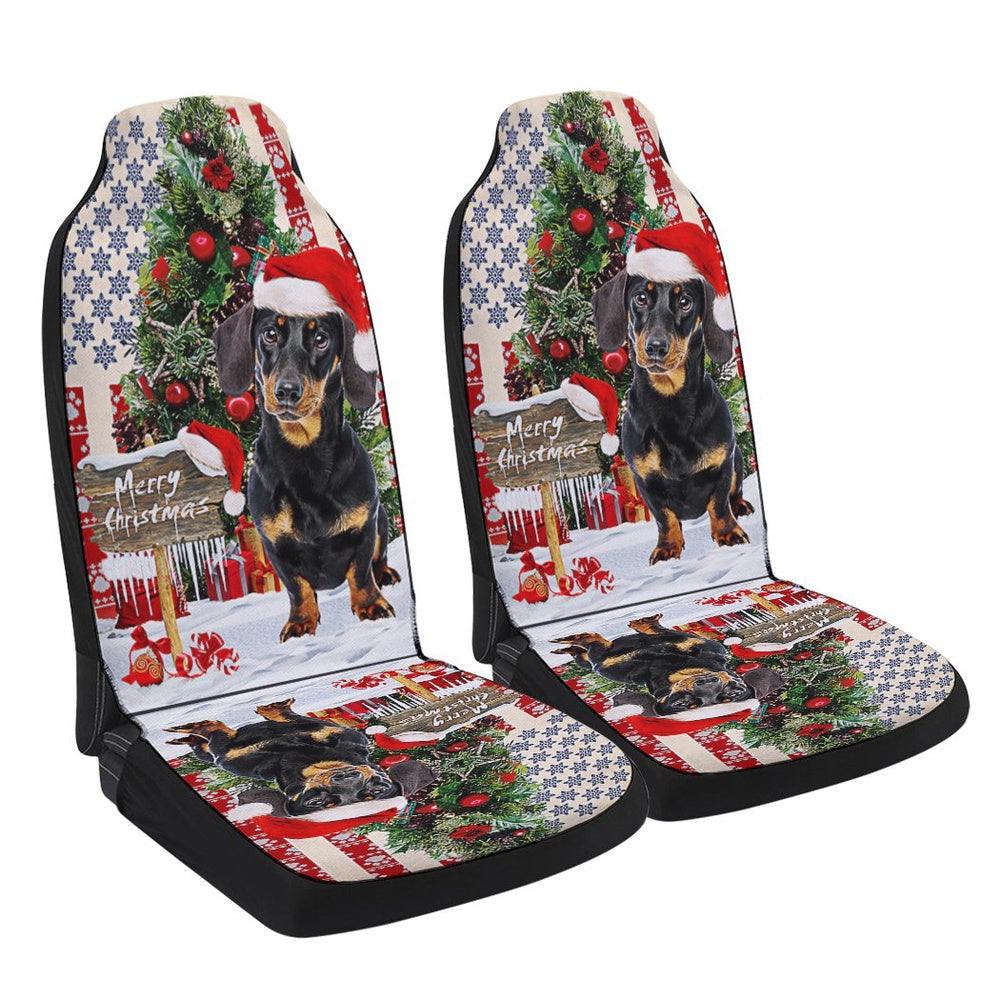 Dachshund Dog Christmas American flag Cars Seat Cover, Christmas Car Seat Covers, Car Decor Gift
