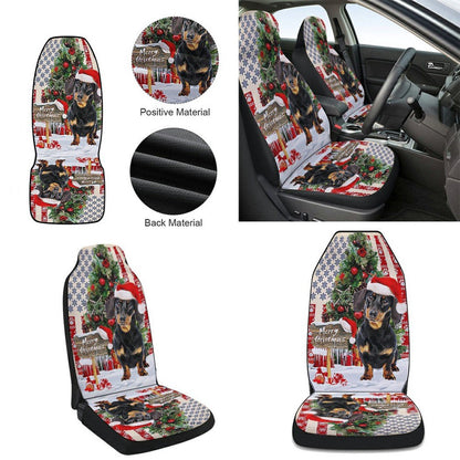 Dachshund Dog Christmas American flag Cars Seat Cover, Christmas Car Seat Covers, Car Decor Gift