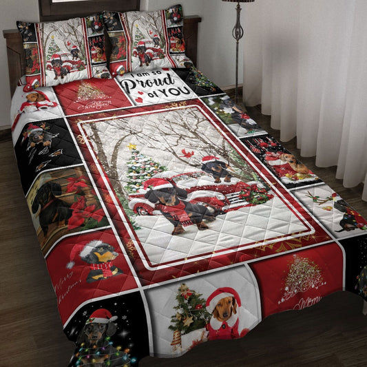 Dachshund Quilt Set, Dachshund Weiner Doxie Dog Patchworkmas Quilt Blanket