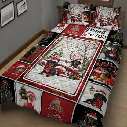 Dachshund Quilt Set, Dachshund Weiner Doxie Dog Patchworkmas Quilt Blanket