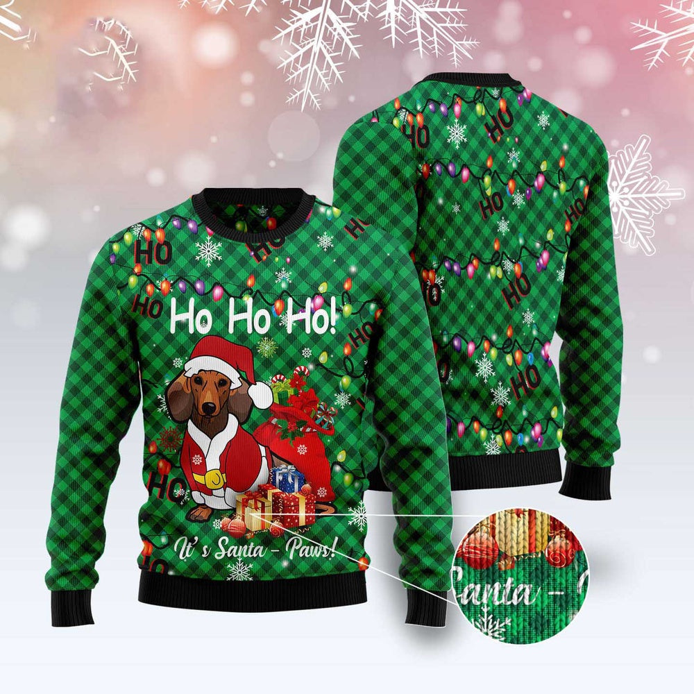 Dachshund Santa Paw Ugly Christmas Sweater, Funny Xmas Sweater, Sweater Xmas