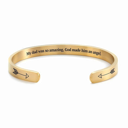 Dad So Amazing, God Made Him An Angel Personalized Cuff Bracelet, Christian Bracelet For Women, Bible Verse Bracelet, Christian Jewelry