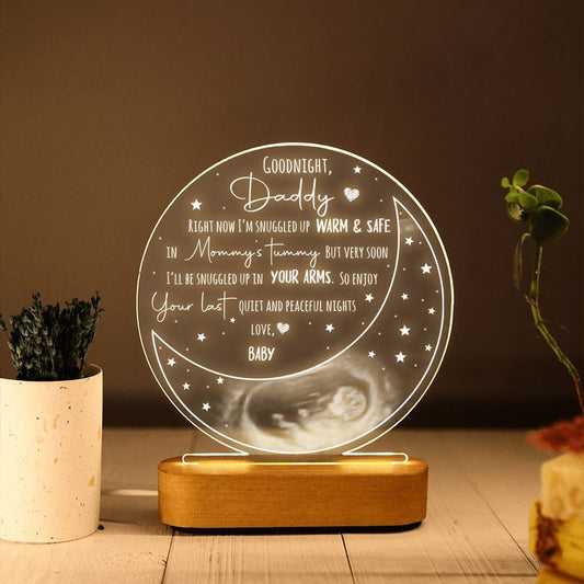 Dad To Be Ultrasound Image, Personalized Dad Night Light, Gift For Dad At First Father's Day, Mother's Day Led Light, Mom Gift