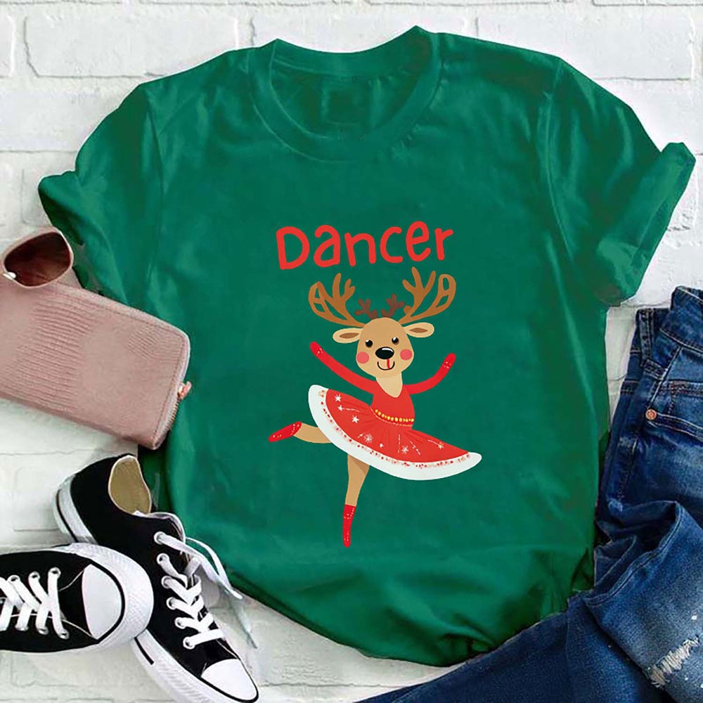 Dancer Reindeer T Shirt, Merry T Shirt, Unisex Christmas Shirts