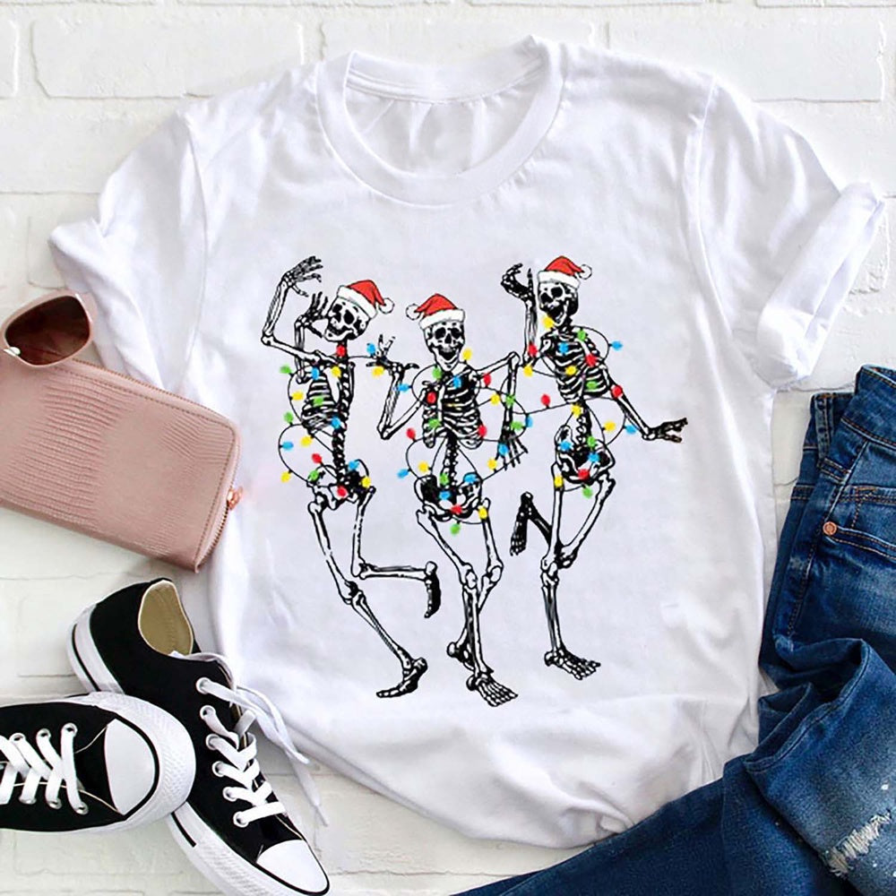 Dancing Skeleton With Santa Hat T Shirt, Merry T Shirt, Unisex Christmas Shirts