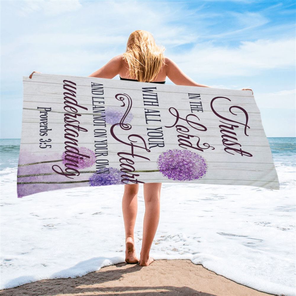 Dandelion Just Breathe Vertical Beach Towel - Bible Verse Beach Towel - Scripture Beach Towel
