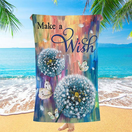 Dandelion Make A Wish Beach Towel - Bible Verse Beach Towel - Christian Inspirational Beach Towel