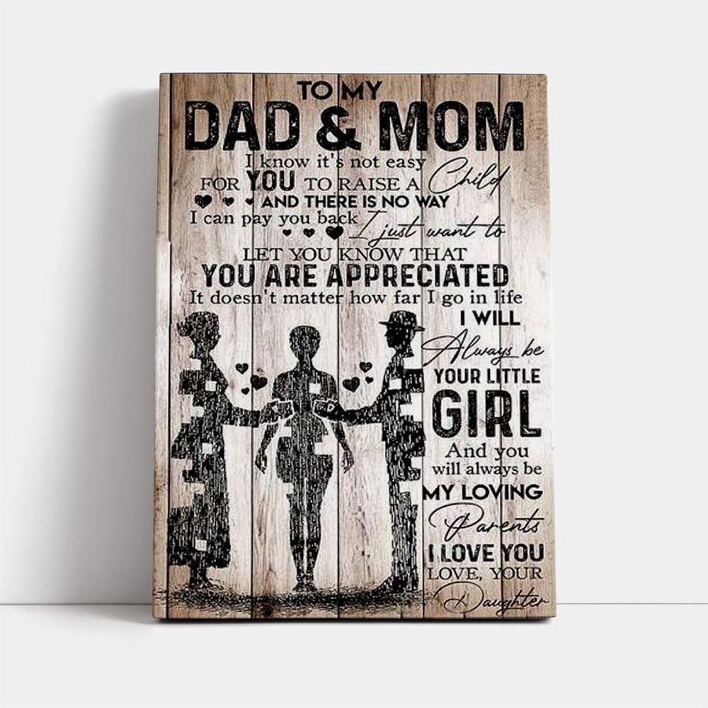 Daughter To Mom And Dad, Mother's Day Canvas Art, Gift For Mom, Birthday Gift, Mother's Day Wall Art