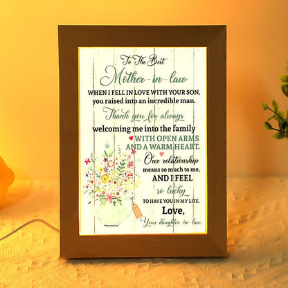 Daughter To The Best Mother In Law Mother'S Day Gift Wall Art, Mother's Day Night Light, Best Mom Ever, Gift For Mom