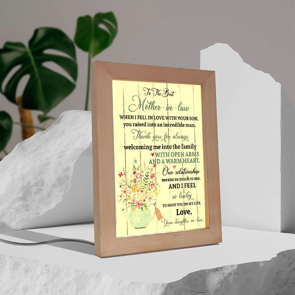 Daughter To The Best Mother In Law Mother'S Day Gift Wall Art, Mother's Day Night Light, Best Mom Ever, Gift For Mom
