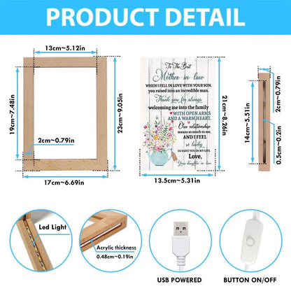 Daughter To The Best Mother In Law Mother'S Day Gift Wall Art, Mother's Day Night Light, Best Mom Ever, Gift For Mom