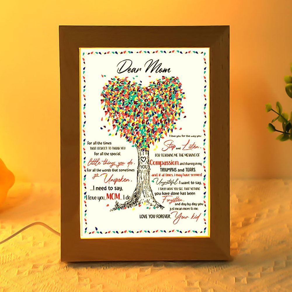 Dear Mom For All The Times That I Forgot Coloful Tree Frame Lamp, Mother's Day Night Light, Best Mom Ever, Gift For Mom
