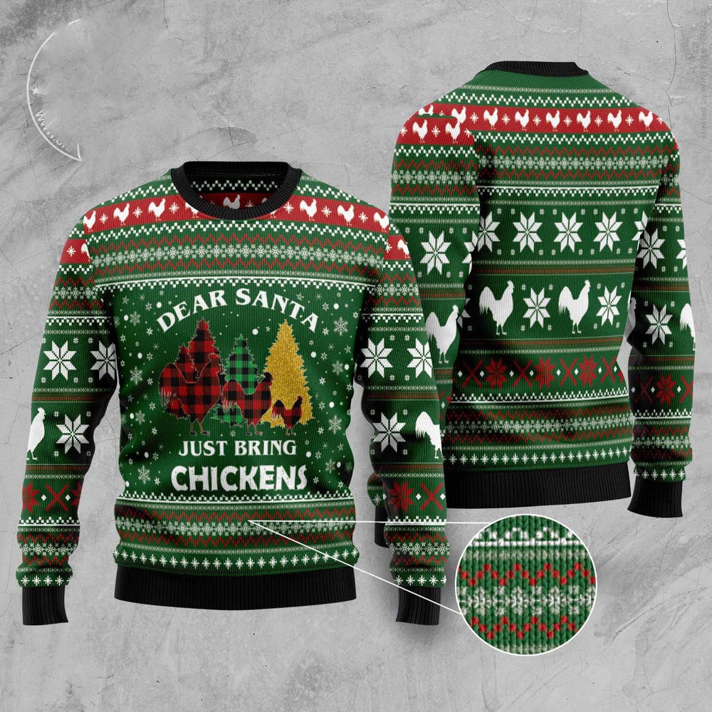 Dear Santa Just Bring Chickens Ugly Christmas Sweater, Funny Xmas Sweater, Sweater Xmas