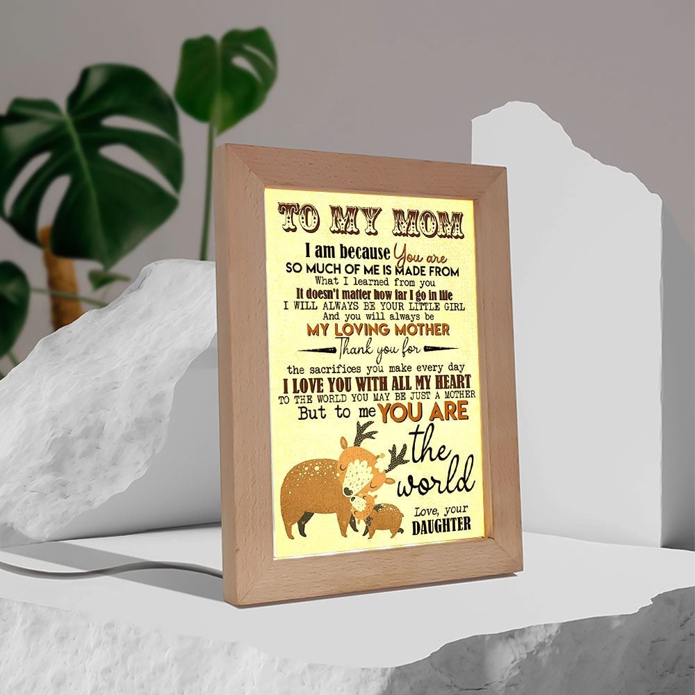 Deer Daughter To Mom I Love You With All My Heart Frame Lamp, Mother's Day Night Light, Best Mom Ever, Gift For Mom