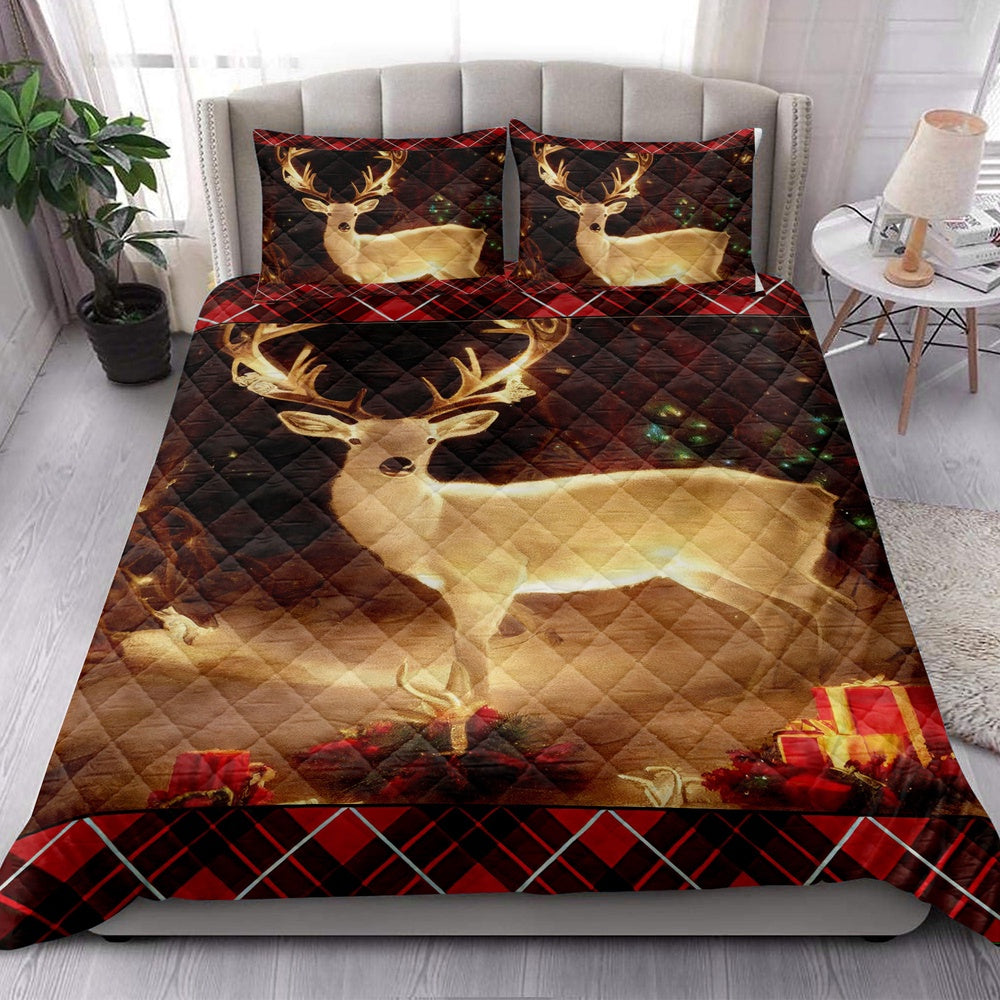 Deer Quilt Set, White Deer Inest Withmassmass Quilt Blanket