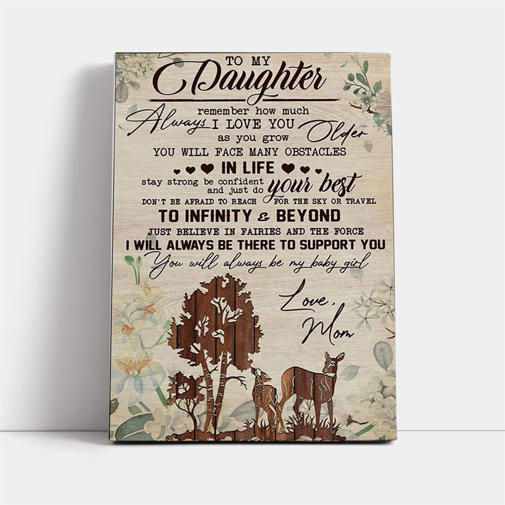 Deer To My Daughter Remember How Much Always I Love You Canvas, Mother's Day Canvas Art, Gift For Mom, Birthday Gift, Mother's Day Wall Art