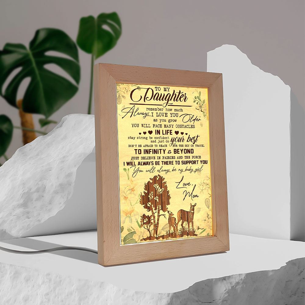 Deer To My Daughter Remember How Much Always I Love You Frame Lamp, Mother's Day Night Light, Best Mom Ever, Gift For Mom