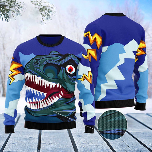 Dinosaur Face Ugly Christmas Sweater, Funny Xmas Sweater, Sweater Xmas